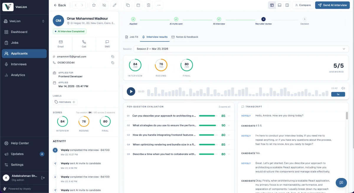 voysly — applicant pipeline